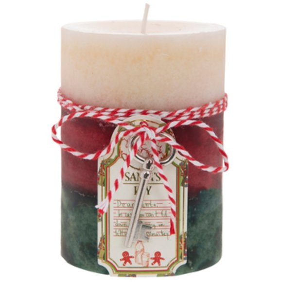 Other - Santa's Key Three Layered Pillar Candle NWT